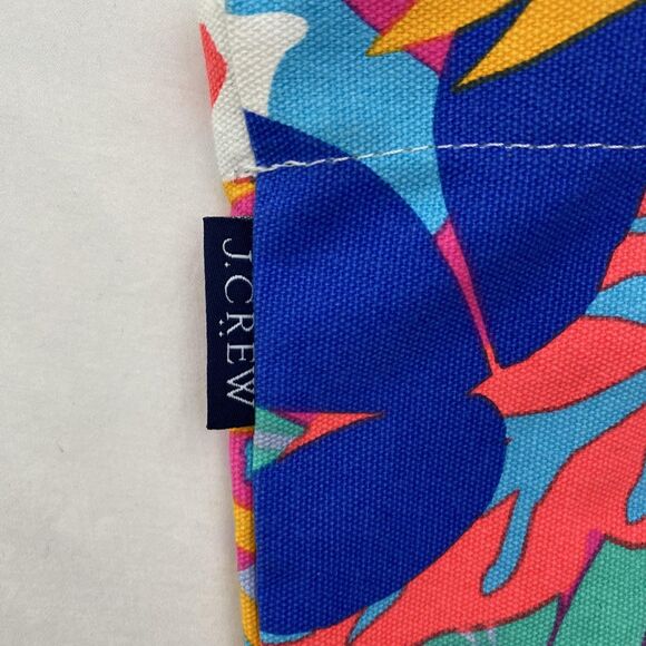 J.Crew Canvas Tote Bag Tropical Leaf Print One Size Beach Purse Handbag Shopper - Picture 3 of 15